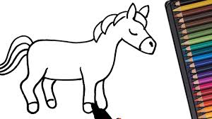 Pretty cartoon horse or pony drawing for beginners.★easy, simple follow along draw. How To Draw A Horse For Kids Easy Drawings Youtube