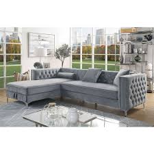 Leather sectional sofa nailhead as part of sectional sofa best exclusive updates collection. Amie Sectional Gray Furniture Of America Furniture Cart