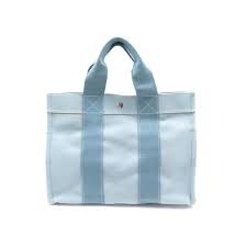 Hermès toto handtasche aus rotem stoff. Sac A Main Hermes Toto 36 Cm Cabas En Toile Bleu