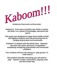 Kaboom Multiplying Polynomials And Monomials Decimals Math School 8th Grade Math