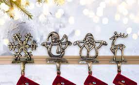 Christmas stocking hook kitchen fireplace socking holder metal hanger grip gift. Amazon Com Odomy Christmas Stocking Holders For Fireplace Mantle Stocking Hook Hangers Metal Snowman Reindeer Santa Snowflake Holder Indoor Vintage Christmas Decorations Deer Home Kitchen