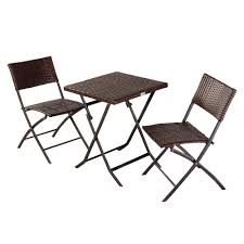 As low as £989.00 regular price £999.00. Patio Rattan Conversation Set 3 Piece Folding Bistro Set Pe Rattan Outdoor Furniture Set With Rustproof Steel Frames 2 Foldable Wicker Chairs 1 Table Porch Garden Poolside Dining Set B813