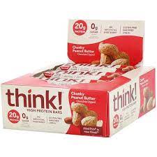 Thinkthin High Protein Bars Chunky Peanut Butter 10 Bars 2 1 Oz 60 G Each Chunky Peanut Butter High Protein Bars Protein Bars