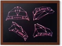 Juega juegos de naves espaciales en y8.com. Poster Las Naves Espaciales De Neon Son Un Conjunto De Invasores Atacantes O Combatientes Defensores Con Estilo De Juego De Arcade Retro De Los 80 Y Contorno Geometrico Laser Pixers