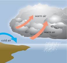 dense warm air rises. cold air