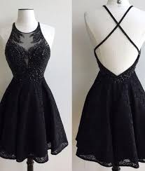 Black Lace Beaded Short Prom Dress Cute Black Homecoming Dress Black Lace Prom Dress Prom Dress Short Lace Black Homecoming Dress