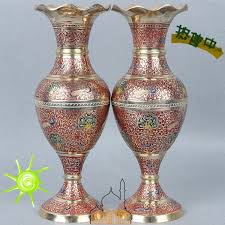 India Pakistan Arts And Crafts Import Bronze Vase Flower Mill Red Festive Decoration Home Furnishing Festival Decorations Bronze Vase Flower Vases