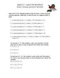 Direct Variation Worksheet With Answers In 2020 Direct Variation Worksheets Equations