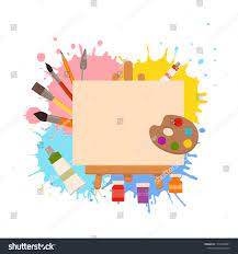 Painting Tools Elements Cartoon Colorful Vector Concept Art Supplies Easel Canvas Paint Tubes Brushes W Watercolor Splash Cartoon Painting Painting Tools