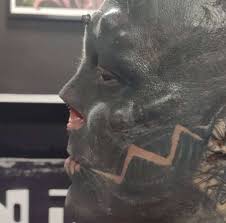 The doctor witnesses a man's face transform into a gas mask. Man Transforms Himself Into Black Alien By Having Lips Removed After Cutting Off His Nose And Splitting His Tongue
