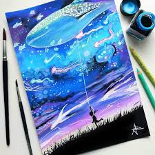 Plenty Of Color In Paintings And Drawings Galaxy Drawings Colorful Drawings Glowing Art