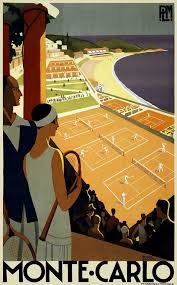 France Monaco Monte Carlo Tennis Vintage Travel Note Vintage Poster Art Travel Posters Vintage Posters