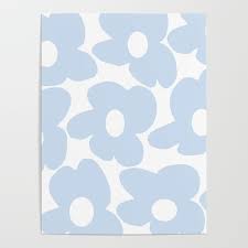 Enjoy our curated selection of 413 blue flower wallpapers and background images. Large Baby Blue Retro Flowers White Background Decor Society6 Buyart Poster By Paivi Vikstrom Society6