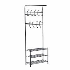 Homcom Wandgarderobe Mit Schuhablage 67 X 30 X 185 Cm Lxbxh Garderobe Flurmöbel Kleiderständer Schuhregal Garderobe