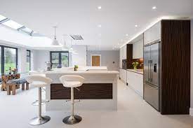 Dove grey kitchen with wood worktop ukg dimensions app. Dove Grey Kitchen With Timber Detail And Impressive U Shaped Island Contemporary Kitchen Kent By Stoneham Kitchens Houzz Ie