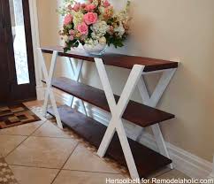 We've compiled a list of 42 diy couch sofa plans.scroll through our list and click the 'view the plans' button to check out the instructions. Remodelaholic Diy Double X Farmhouse Console Table Plans