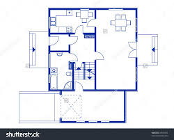 Architectural House Blueprint Blue Color Ground Stock Vector House Blueprints Blueprints Blue Color