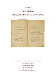 QUARITCH CATALOGUE 1430 PHILOSOPHY, POLITICS AND ECONOMICS