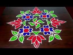 Colourful Creative Rangoli With 9x 5 Dots Easy Dots Kolam Design Fashion World Youtube Flower Rangoli Rangoli Designs With Dots Simple Flower Rangoli