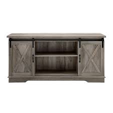 Farmhouse wood tv stand with storage cabinet refresh your furniture style and provides storage to organize your stuffs. Walker Edison Industrial Farmhouse Sliding Door Tv Stand For Most Tvs Up To 65 Gray Wash Bb58sbdgw Best Buy