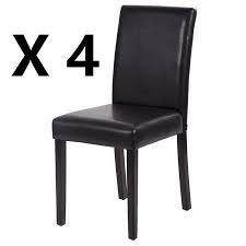 Set Of 4 Urban Style Leather Dining Chairs With Solid Wood Legs Chair Walmart Com Dining Chairs Leather Dining Chairs Dining Chair Set
