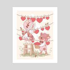 Love On The Line An Art Print By Samantha Whitten Giclee Art Print Art Prints Giclee Art