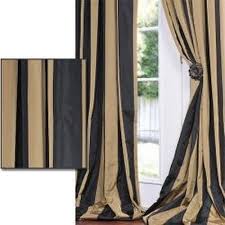 Black And Silver Striped Curtains Exclusive Fabrics Black Gold Stripe Faux Silk Taffeta Curtain Panel Black And Gold Curtains Striped Curtains Gold Home Decor