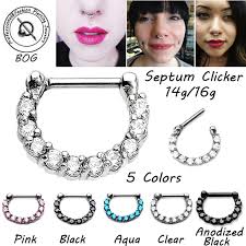 Us 1 75 12 Off Bog 1 Piece Surgical Steel Prong Set Zircon Gem Septum Nose Clicker Piercing Ring Septo Body Jewelry Nipple Helix Tragus14g 16g In