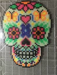 Sugar Skull Made W Perler Beads Not Entirely My Original Design Keywords Artkal Hama Ikea Pyssla Nabbi Fuse Beads Fuse Beads Perler Beads Bead Crafts