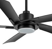 60 Modern Black ABS 5-Blade Propeller Ceiling Fan with Light and Remote