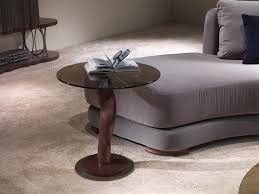 Oil rubbed bronze medium round glass coffee table with shelf. Side Table With Bronze Glass Top Idfdesign