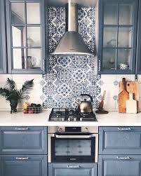 Another idea that involves lighting is using glass backsplashes with led. Blue Kitchen Cabinet Cupboard Color Ideas Morroccan Backsplash Country Farmhouse Traditional Kitchen Shop Room Ideas