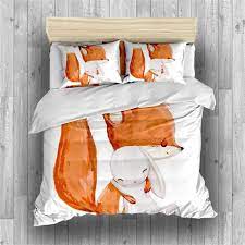 Nouvelles couleurs très actuelles, nouvelle qualité qui a la particularité d'être froissée et lavée. Parure De Lit Renard Housse De Couette Animal Colore Lapin Ami Im Usse De Couette Taies D Oreiller Drap Double 200 200cm 3 Pcs 03 Cdiscount Maison