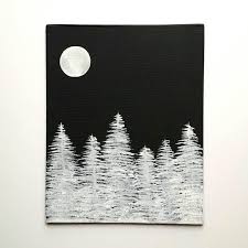 Black And White Acrylic Painting For Beginners Acrylic Painting On Canvas Panel Black And White Forest Art Full Moon Graphic Art By D Black Canvas Paintings Canvas Art Painting Acrylic Canvas Art Painting