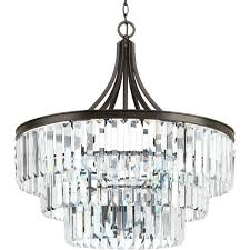 Progress Lighting Glimmer Antique Bronze Transitional Tinted Glass Tiered Pendant Light In The Pendant Lighting Department At Lowes Com