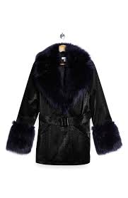 Topshop Monikh Faux Fur Faux Leather Coat Nordstrom Faux Leather Coat Leather Coat Coat