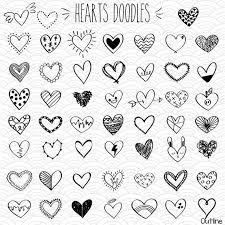 Hearts Outline Clip Art Hand Drawn Romance Vector Doodles Etsy Heart Clip Art Heart Doodle Heart Hands Drawing