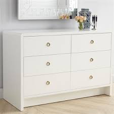 Bungalow 5 Bryant Modern White Lacquer Gold Ring Dresser Kathy Kuo Home A short dresser in the bedroom makes room for folded clothes while keeping a use its surface for storing jewelry, housing a simple table lamp or displaying real or faux plants. bungalow 5 bryant modern white lacquer gold ring dresser