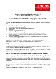 Lebensmittelbelehrung / zum gesundheitszeugnis nach § 43 infektionsschutzgesetz (ifsg) vom 20. Muster Belehrungsbogen Gemass 43 Ifsg Abs 1 Nr 1