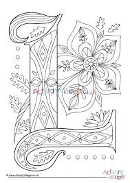 Free printable alphabet coloring pages for kids. Illuminated Letter L Colouring Page