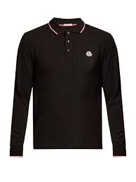 Black And White Long Sleeve Polo Long Sleeved Cotton Polo Shirt In Black Cotton Polo Shirt Shirts Long Sleeve Polo Shirt