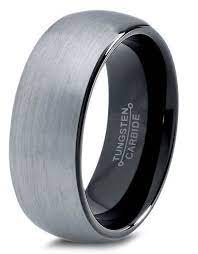 Brushed Domed Tungsten Wedding Ring With Black Polished Inside Tungsten Wedding Bands Titanium Wedding Rings Wedding Ring Bands