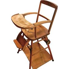 Vintage Wooden High Chair Potty Chair And Play Chair In One Wooden High Chairs Chair Potty Chair