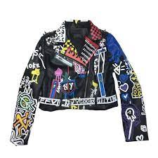 Boss Lady Graffiti Riveted Leather Jacket In 2021 Leather Jackets Women Jackets Studded Leather Jacket