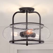 21 eul vintage tiffany style mission semi flush mount ceiling light 15.7 antique art colorful glass shade 3 lights 85 Seeded Glass Semi Flushmount Light Bronze Quoizel Lighting Trg1716oz Destination Lighting