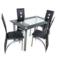 Sold and shipped by costway. Black Transparent 110cm Dining Table Set 8mm Tempered Glass Dining Table With 4pcs High Back Chairs Dining Room Sets Aliexpress