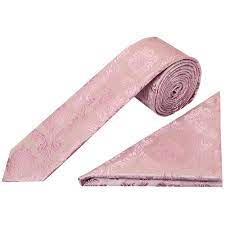 Dusty Pink Paisley Skinny Men S Tie And Pocket Square Set