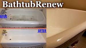 On the other hand, removing your old tub for a full bathtub replacement can be a difficult and messy job. Bathtub Renew Reglazing Refinishing Porcelain Resurfacing Youtube