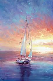 Pay Paysage Sailing Art Original Oil Painting Colorful Yeni Baslayanlar Resim Resimler Tuval Resimleri