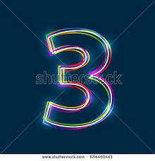 Number 3 Vector Multicolored Outline Font With Glowing Effect Isolated On Blue Background Eps10 Stock Images Free Outline Fonts Photo